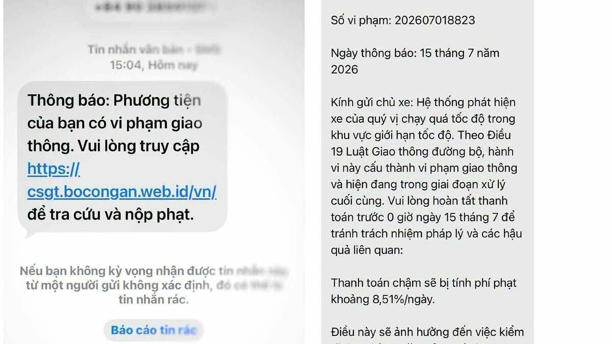 Mạo danh dịch vụ công thông báo phạt nguội để đánh cắp thông tin