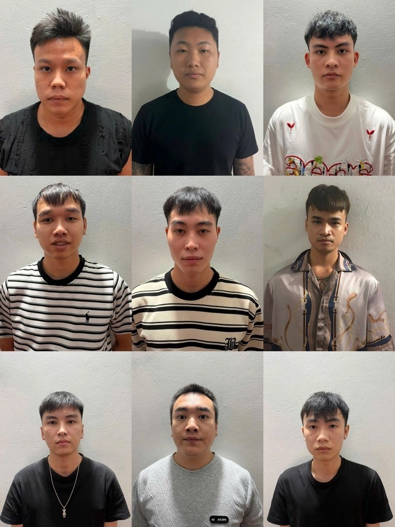 9 người bị bắt. Ảnh: Công an cung cấp