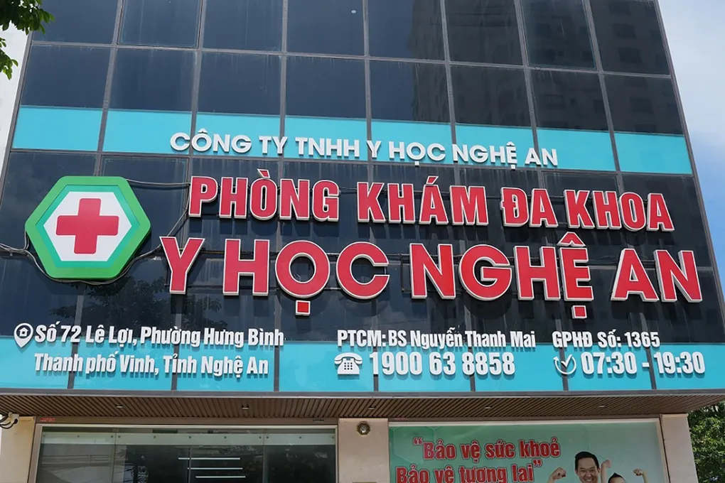 Trụ sở Phòng khám đa khoa Y học Nghệ An. Ảnh: Công an cung cấp