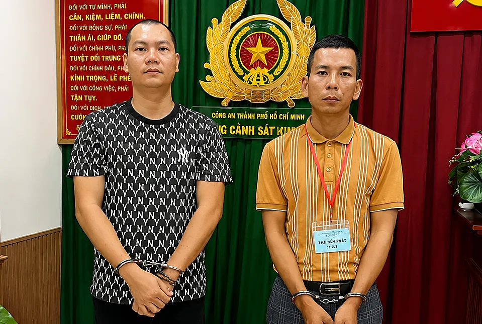 Ngô Sĩ Linh và đồng phạm lúc bị bắt. Công an TP HCM