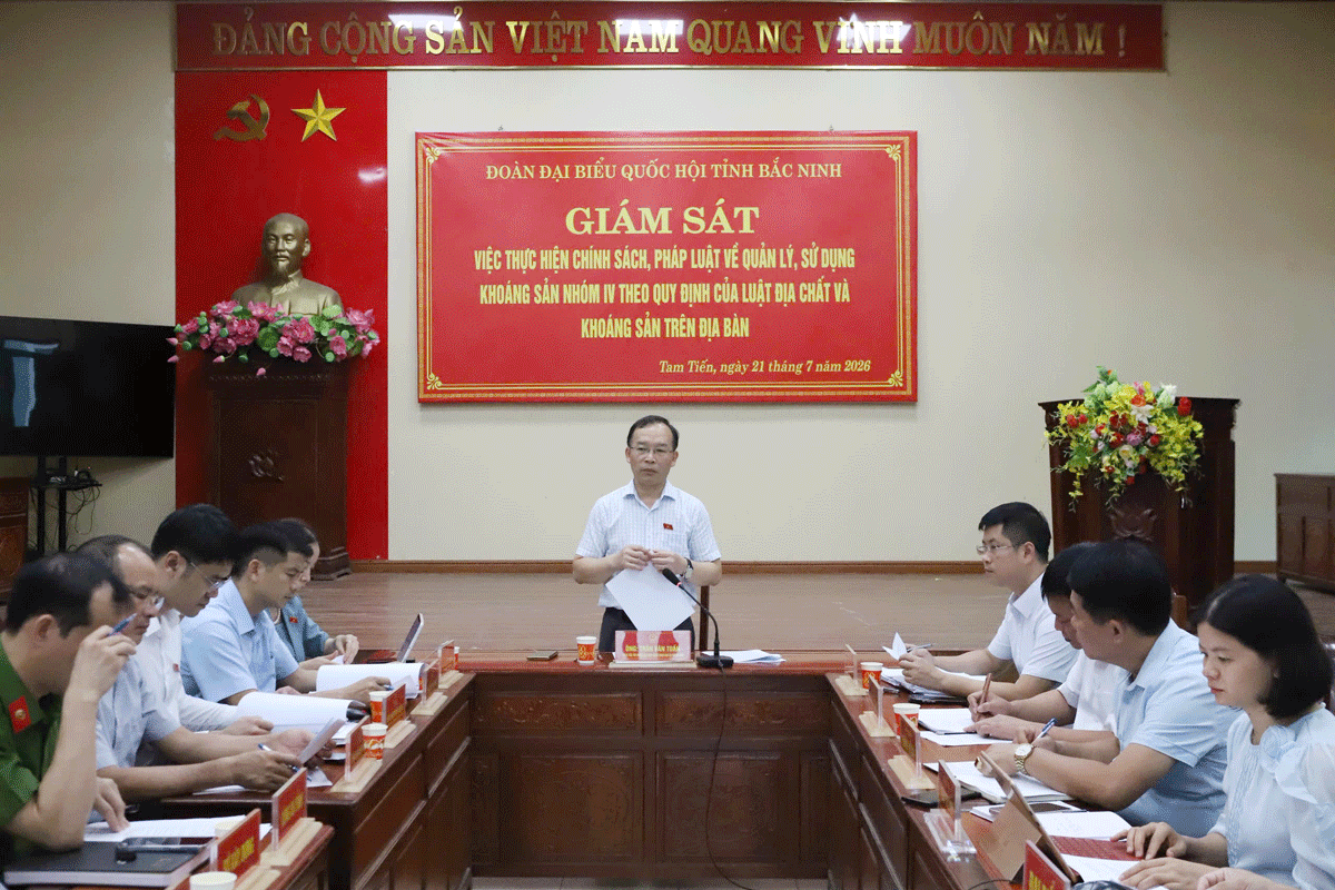 Đoàn Đại biểu Quốc hội giám sát việc thực hiện chính sách, pháp luật về quản lý, sử dụng khoáng sản tại xã Tam Tiến