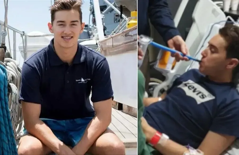 Alex Shorey trước và sau khi bị bạn gái cũ đầu độc. Ảnh: Nypost