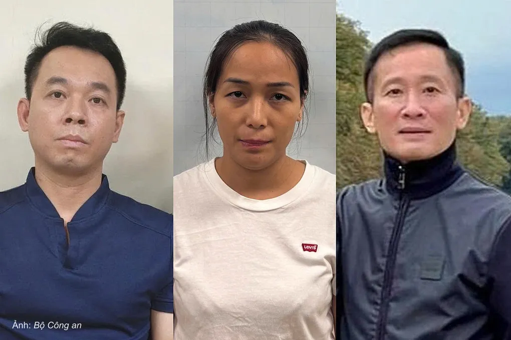 Bị can Phương, Hạnh, Nam (từ trái qua phải). Ảnh: Bộ Công an