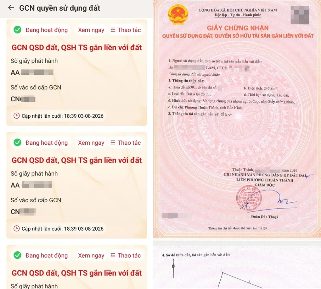Sổ đỏ online trên VNeID. Ảnh: Thanh Lam