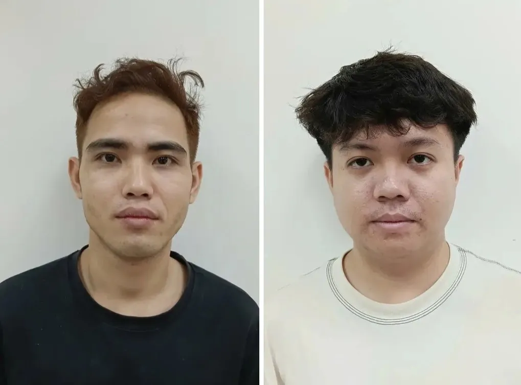 Bảo và Kiên khi bị bắt. Ảnh: Công an Hải Phòng