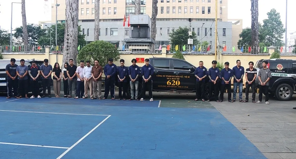 Băng giang hồ núp bòng công ty đòi nợ thuê của Được Đất Bắc. Ảnh: Công an TP HCM