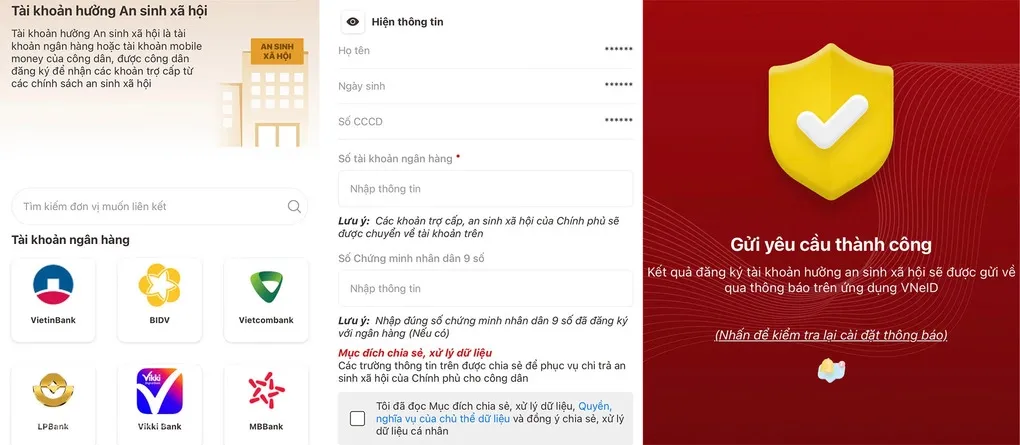 Sau khi nhập thông tin cơ bản, người dùng chọn Tôi đã đọc mục đích chia sẻ, xử lý dữ liệu để gửi yêu cầu tích hợp lên hệ thống.