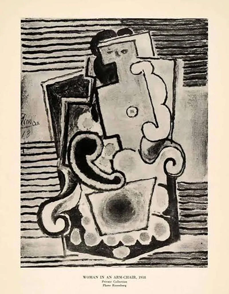 Tranh sơn dầu Femme dans un fauteuil được Picasso vẽ năm 1918 trong thời gian hưởng tuần trăng mật cùng người vợ đầu tiên, diễn viên múa ballet Olga Khokhlova, tại Biarritz, Pháp. Ảnh: Nypost
