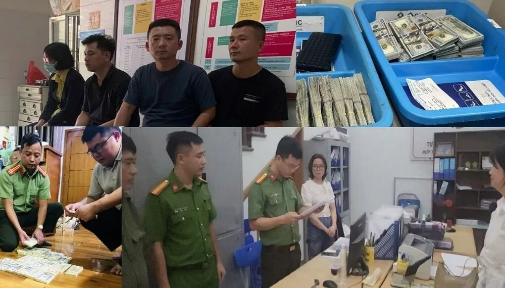 Các nghi phạm và tang vật bị thu giữ. Ảnh: Công an cung cấp