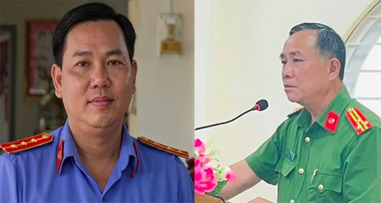 Ông Huỳnh Minh Trung và Nguyễn Hoàng Văn lần lược là cựu Viện trưởng VKSDN, Trưởng Công an huyện Trà Ôn. Ảnh: Tuấn Minh