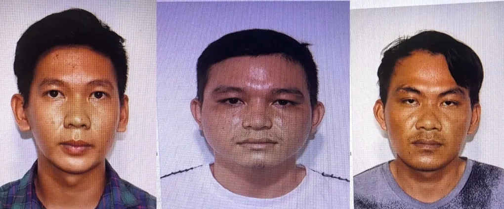 Nguyễn Anh Thân, Nguyễn Trường Khải, Nguyễn Văn Thanh (từ trái sang) tại cơ quan điều tra. Ảnh: Dương Đông