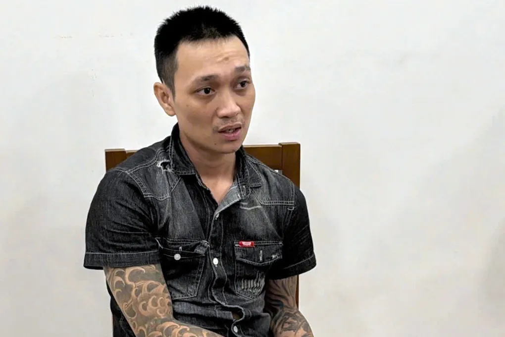 Nguyễn Hoàng Ân tại cơ quan công an. Ảnh: Thành Huynh