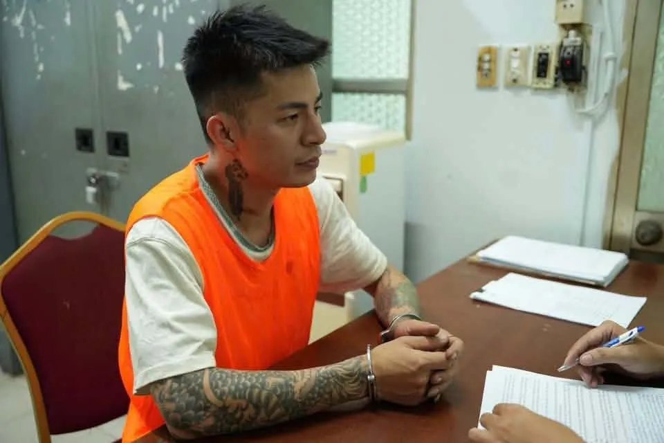 Lê Miền Nam tại cơ quan điều tra. Ảnh: Công an TP HCM