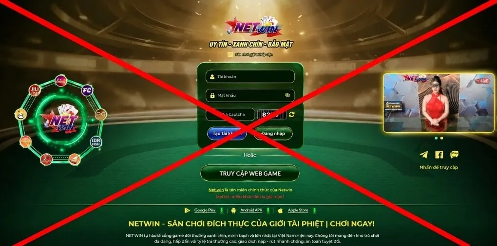 Hình ảnh giao diện trang web Net.win. Ảnh: CACC