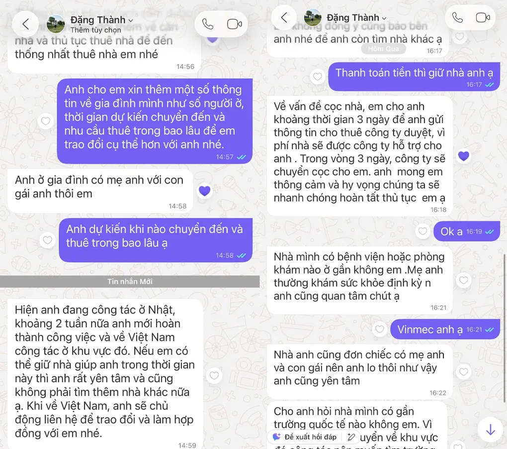 Tin nhắn lừa đảo giữa Thủy Tiên và kẻ lừa đảo. Ảnh: Nhân vật cung cấp