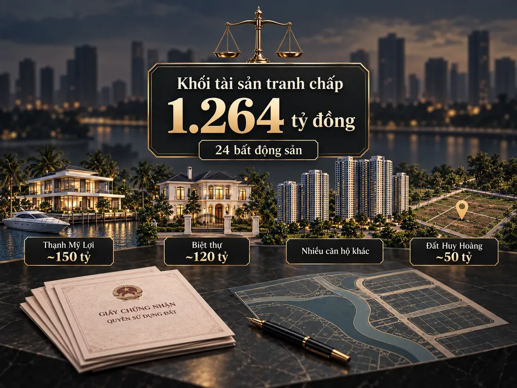 Tài sản tranh chấp giữa hai bên. Đồ họa: Hải Duyên (sử dụng AI)
