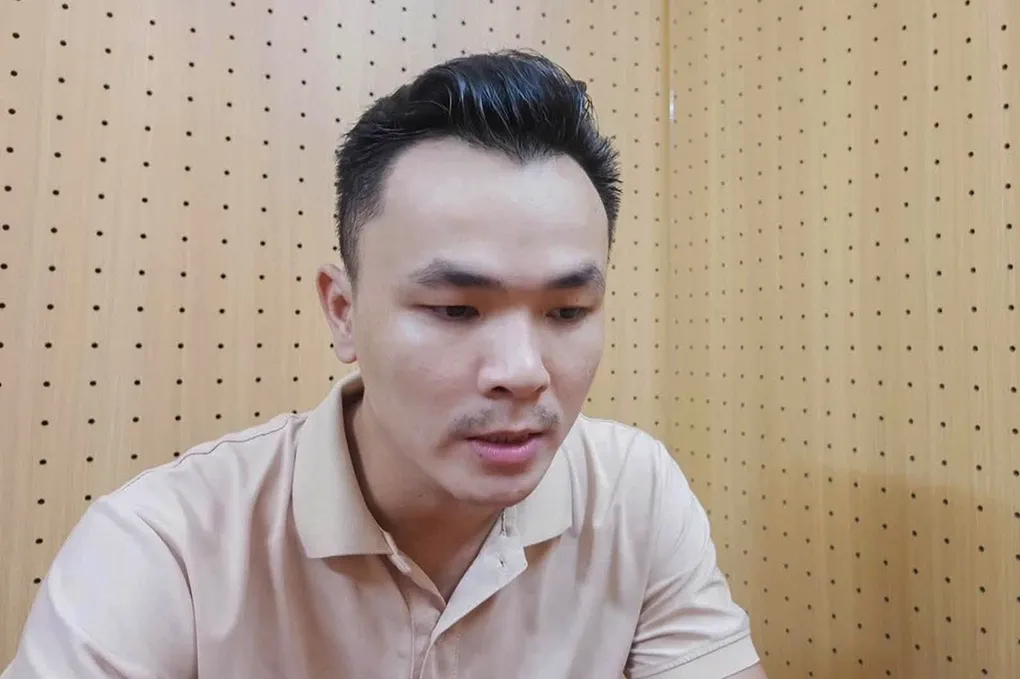 Nghi can Lợi tại cơ quan điều tra. Ảnh: Công an cung cấp