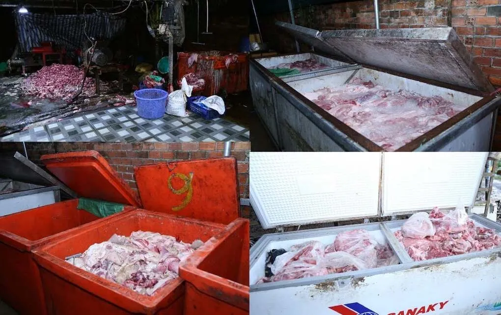 Số thịt bẩn bị phát hiện. Ảnh: Thái Hà