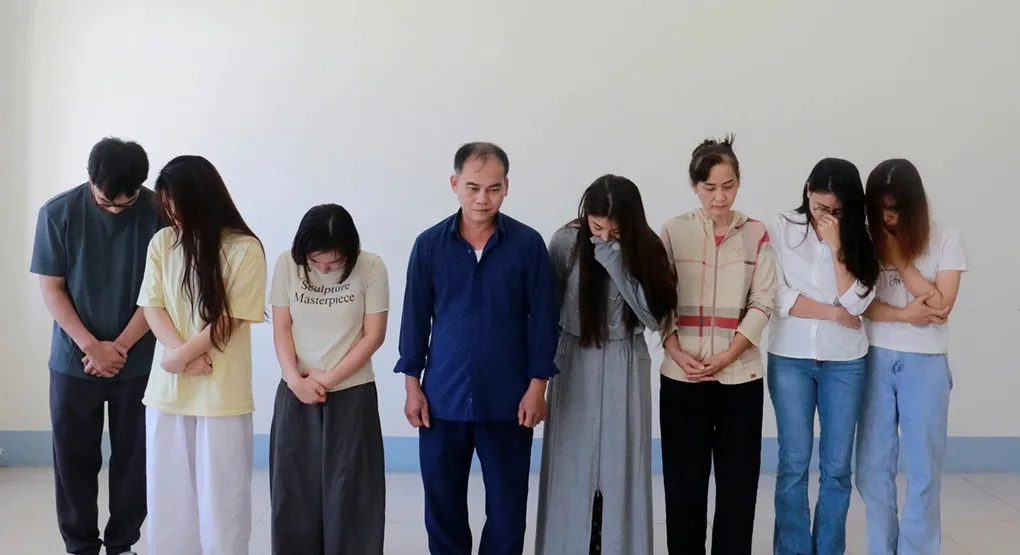 Một số nghi phạm tại cơ quan điều tra. Ảnh: Công an cung cấp