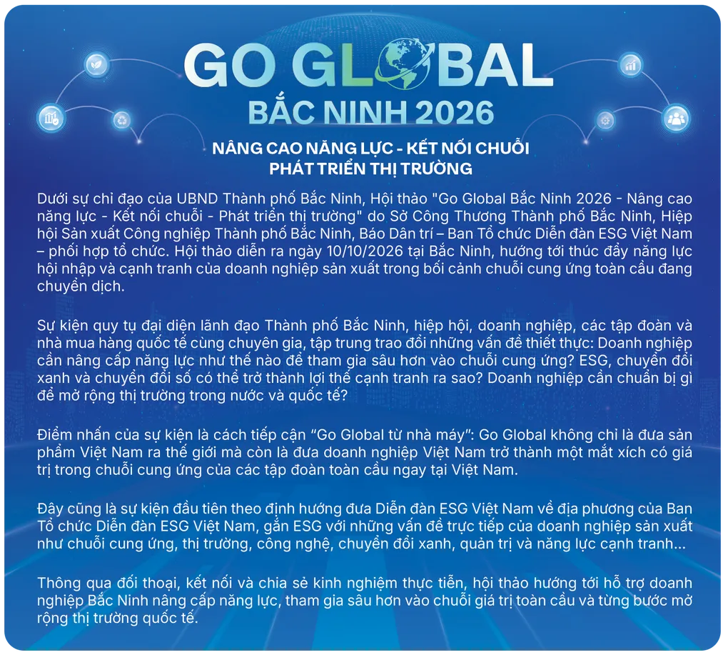Go Global Bắc Ninh ngày 10/10: Cú hích để doanh nghiệp Việt thành Tier 1 - 2 Go Global Bắc Ninh ngày 10/10: Cú hích để doanh nghiệp Việt thành Tier 1 - 2