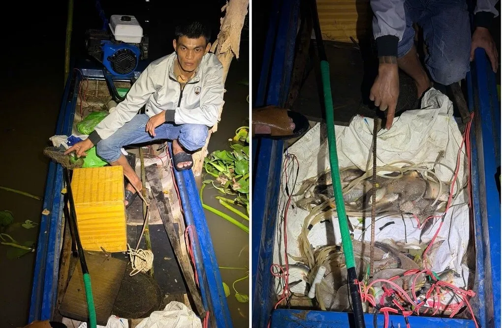 Trần Minh Vương cùng tang vật. Ảnh: Công an cung cấp